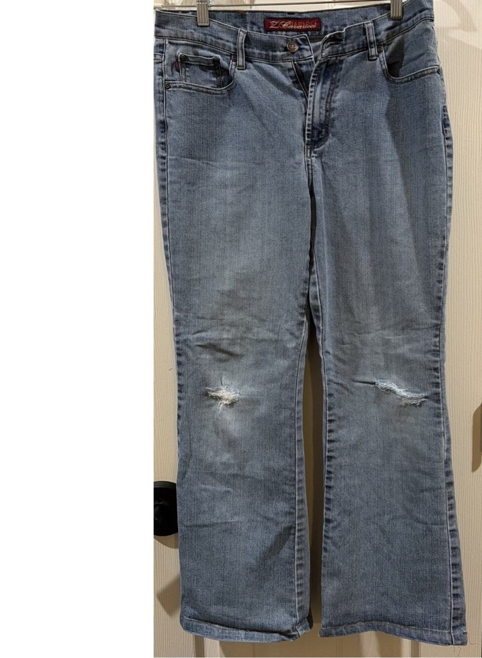 Z Cavaricci Jeans Womens 10 Y2K Distressed Bootcut Flare Light Wash Stretch